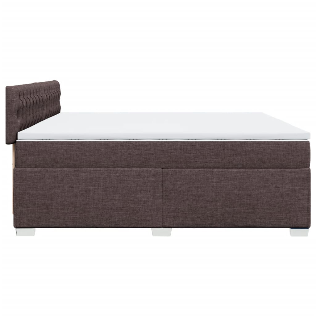 vidaXL Κρεβάτι Boxspring με Στρώμα Σκούρο Καφέ 200x200 εκ. Υφασμάτινο