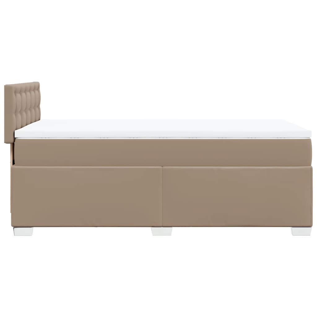 vidaXL Κρεβάτι Boxspring με Στρώμα Καπουτσίνο 90x190εκ.από Συνθ. Δέρμα