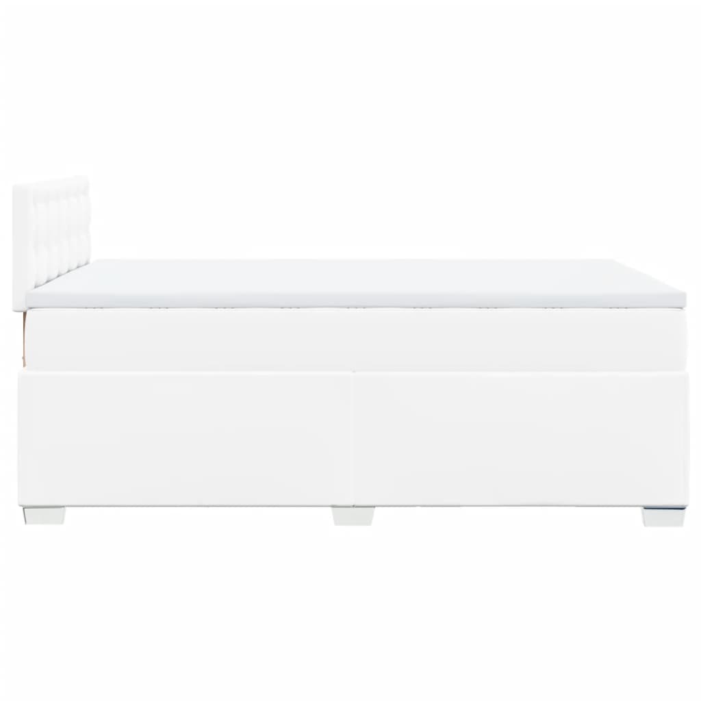 vidaXL Κρεβάτι Boxspring με Στρώμα Λευκό 120x190εκ.από Συνθετικό Δέρμα