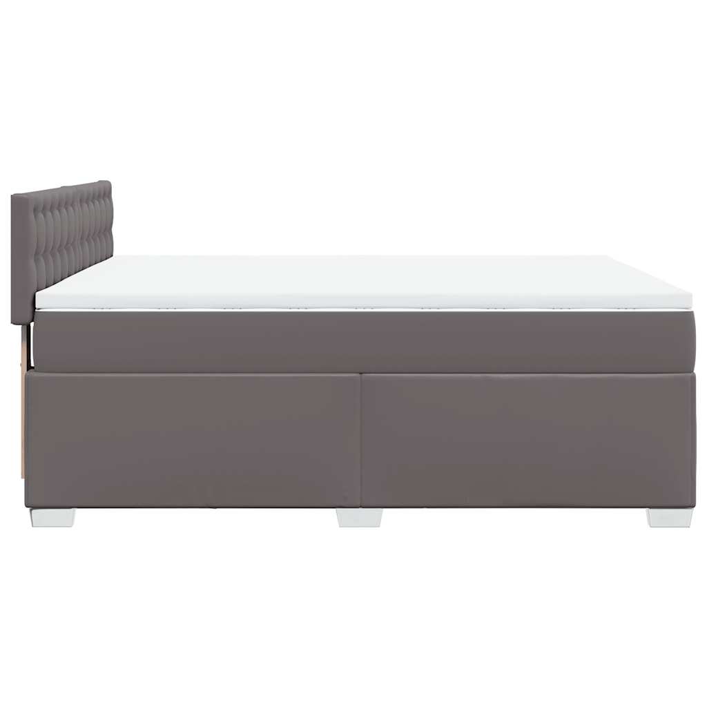 vidaXL Κρεβάτι Boxspring με Στρώμα Γκρι 140x190εκ. από Συνθετικό Δέρμα