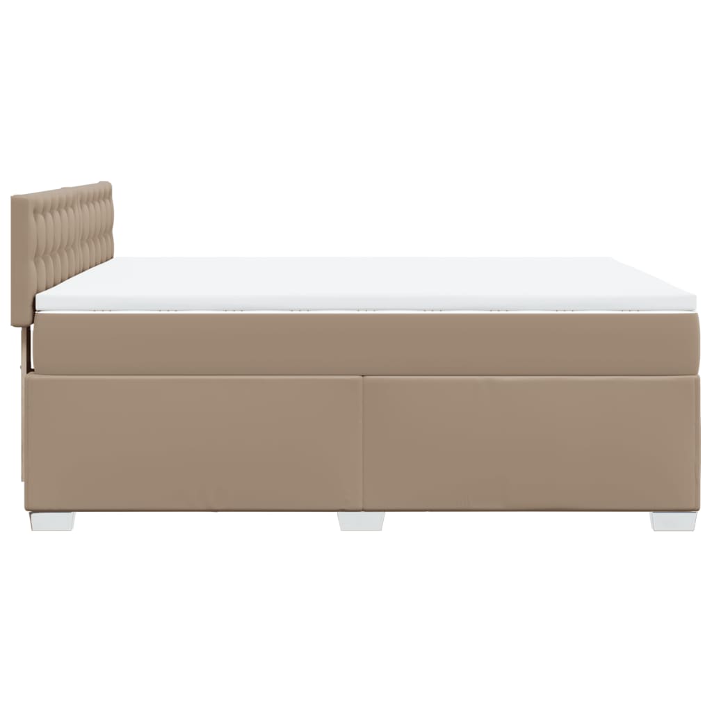 vidaXL Κρεβάτι Boxspring με Στρώμα Καπουτσίνο 160x200εκ.από Συνθ.Δέρμα