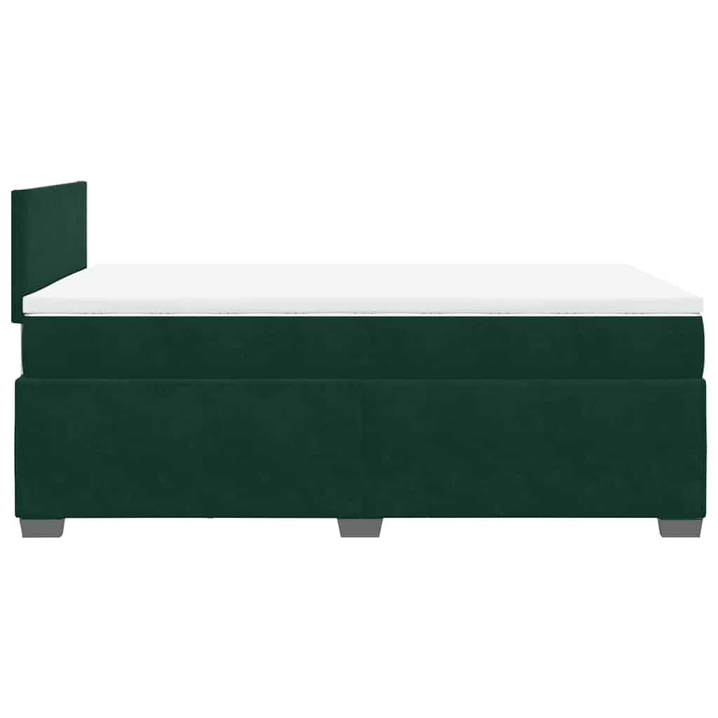 vidaXL Κρεβάτι Boxspring με Στρώμα Σκούρο Πράσινο 120x190εκ. Βελούδινο