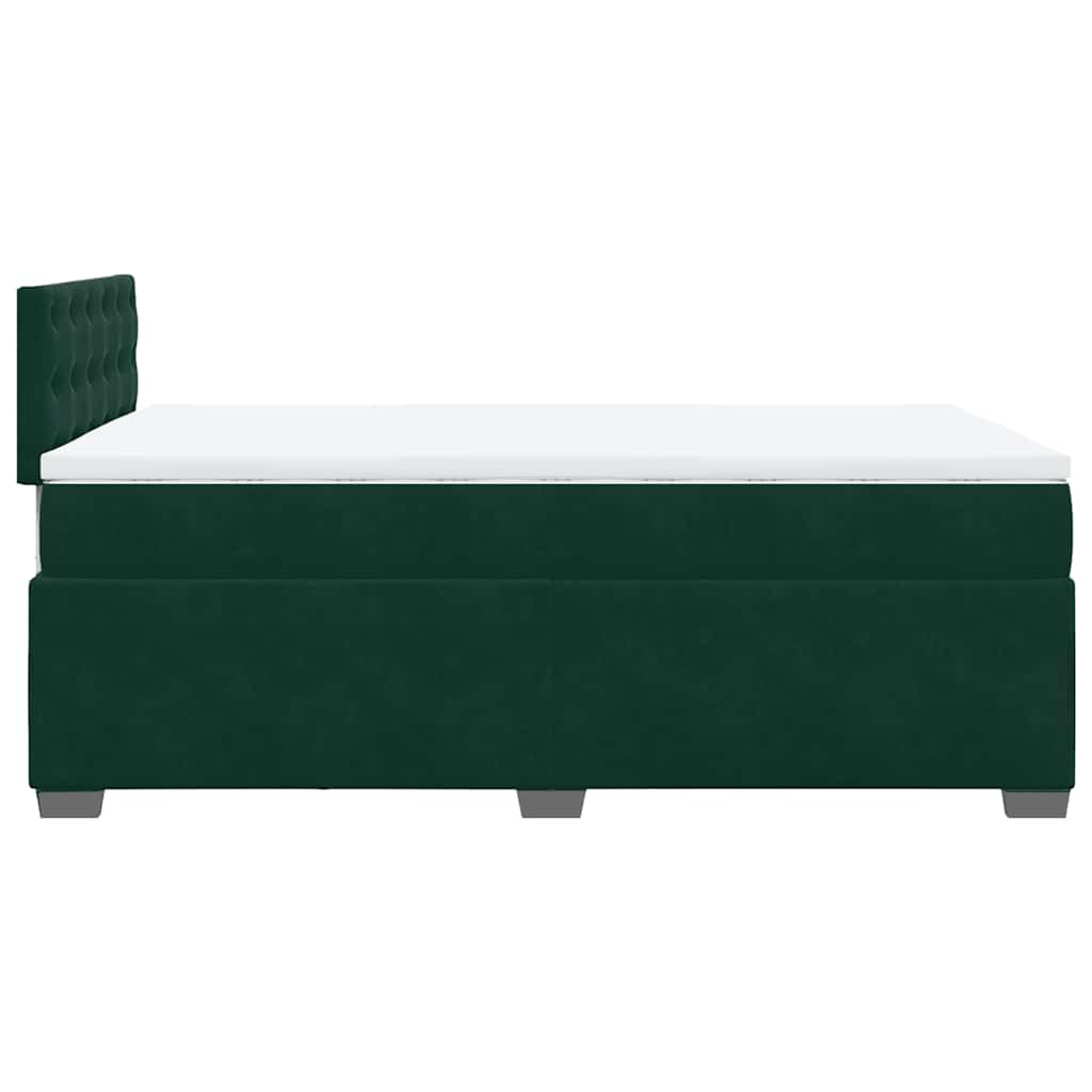 vidaXL Κρεβάτι Boxspring με Στρώμα Σκούρο Πράσινο 120x190εκ. Βελούδινο