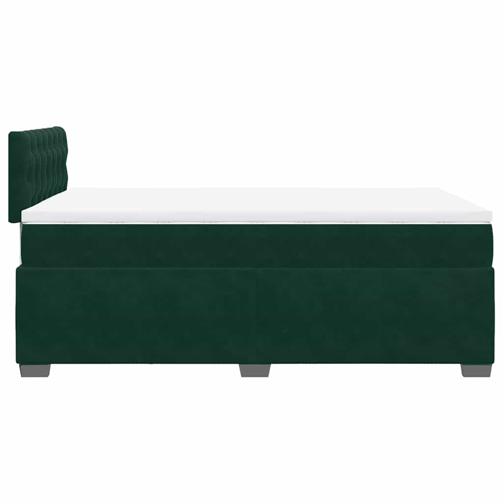 vidaXL Κρεβάτι Boxspring με Στρώμα Σκούρο Πράσινο 120x200εκ. Βελούδινο