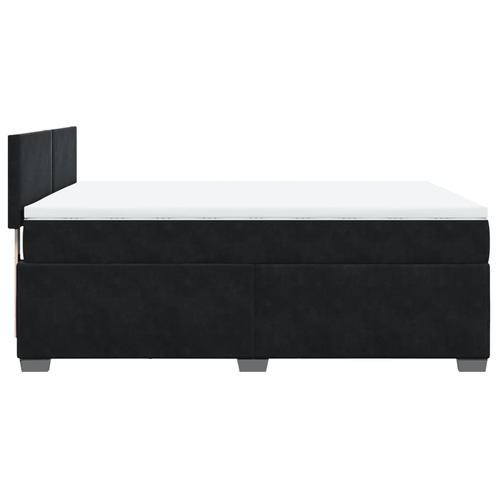 vidaXL Κρεβάτι Boxspring με Στρώμα Μαύρο 140x190 εκ. Βελούδινο