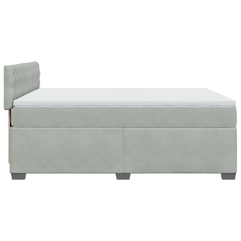 vidaXL Κρεβάτι Boxspring με Στρώμα Ανοιχτό Γκρι 140x190 εκ. Βελούδινο