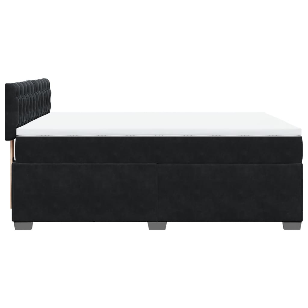 vidaXL Κρεβάτι Boxspring με Στρώμα Μαύρο 140x190 εκ. Βελούδινο