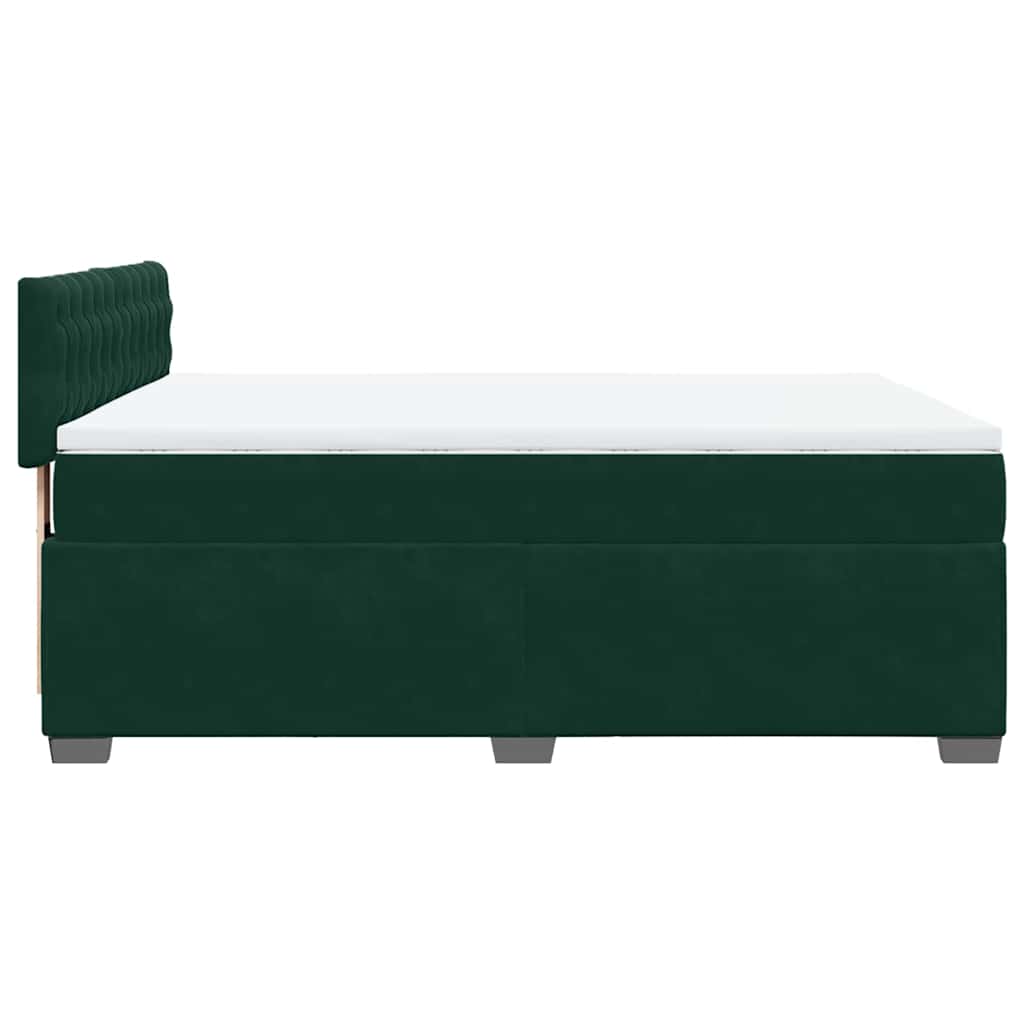 vidaXL Κρεβάτι Boxspring με Στρώμα Σκούρο Πράσινο 140x190εκ. Βελούδινο