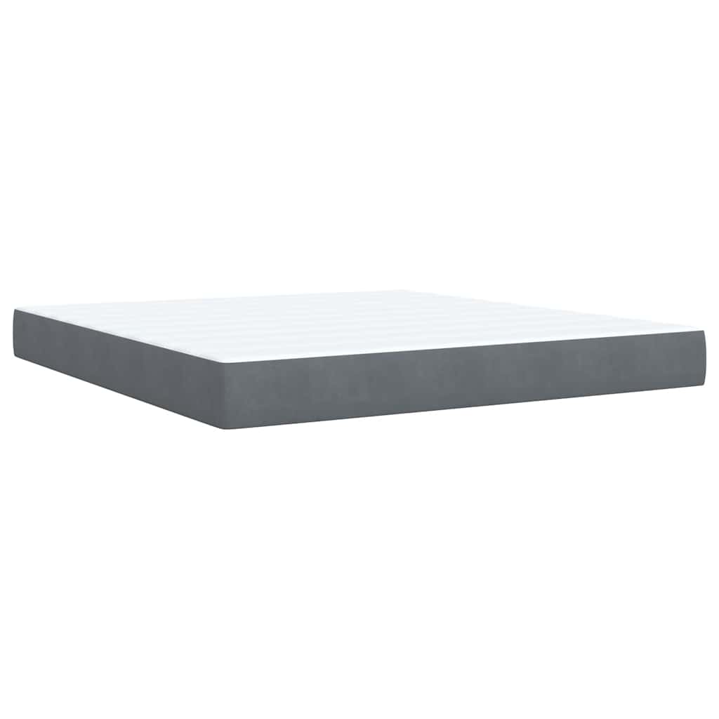 vidaXL Κρεβάτι Boxspring με Στρώμα Σκούρο Γκρι 180x200 εκ. Βελούδινο