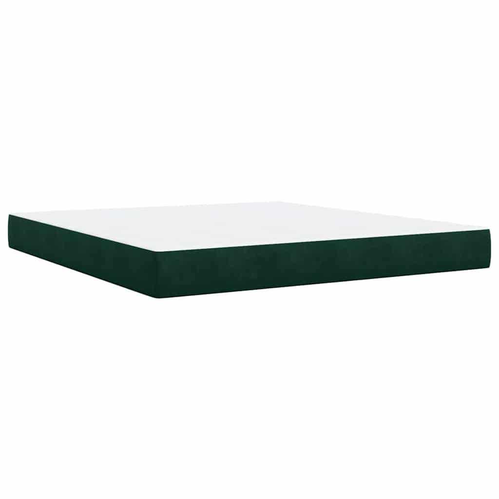 vidaXL Κρεβάτι Boxspring με Στρώμα Σκούρο Πράσινο 180x200εκ. Βελούδινο