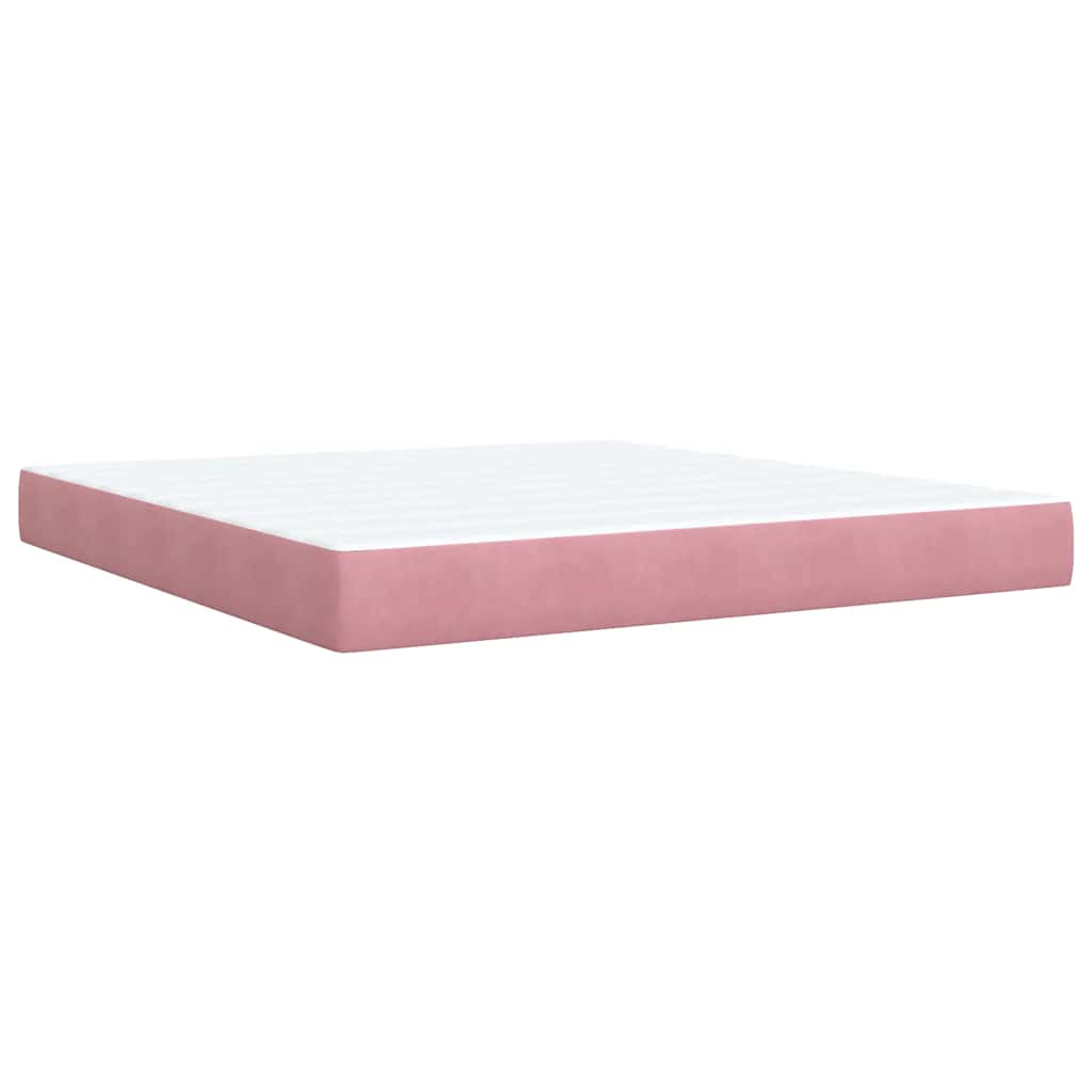 vidaXL Κρεβάτι Boxspring με Στρώμα Ροζ 180x200 εκ. Βελούδινο