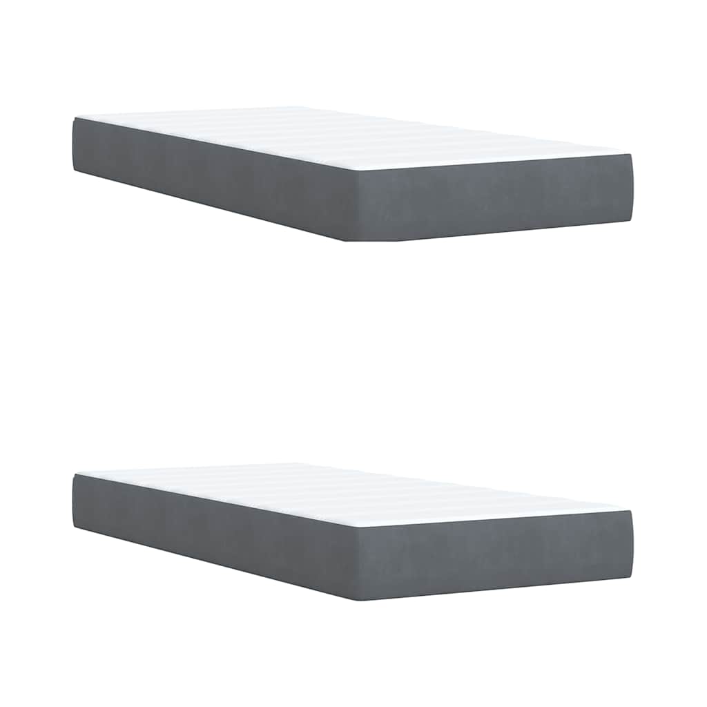 vidaXL Κρεβάτι Boxspring με Στρώμα Σκούρο Γκρι 200x200 εκ. Βελούδινο