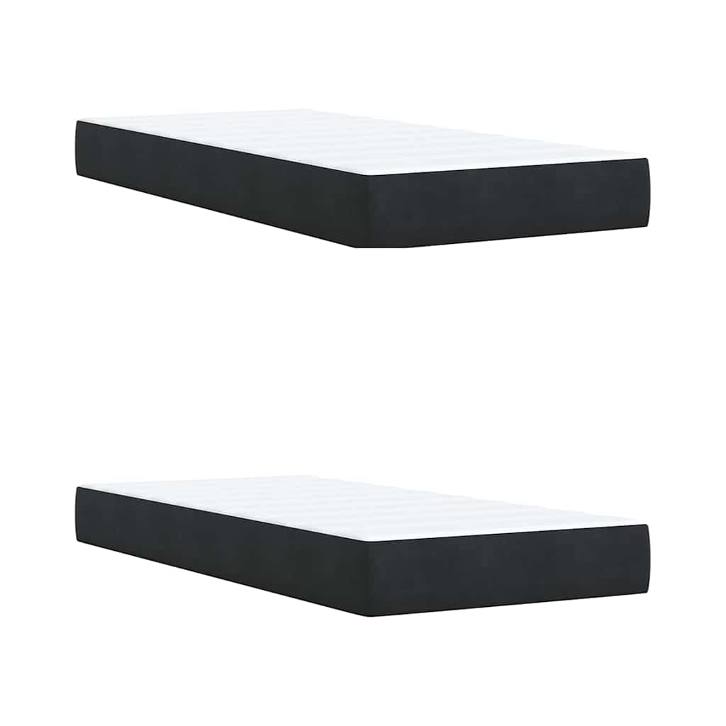 vidaXL Κρεβάτι Boxspring με Στρώμα Μαύρο 200x200 εκ. Βελούδινο