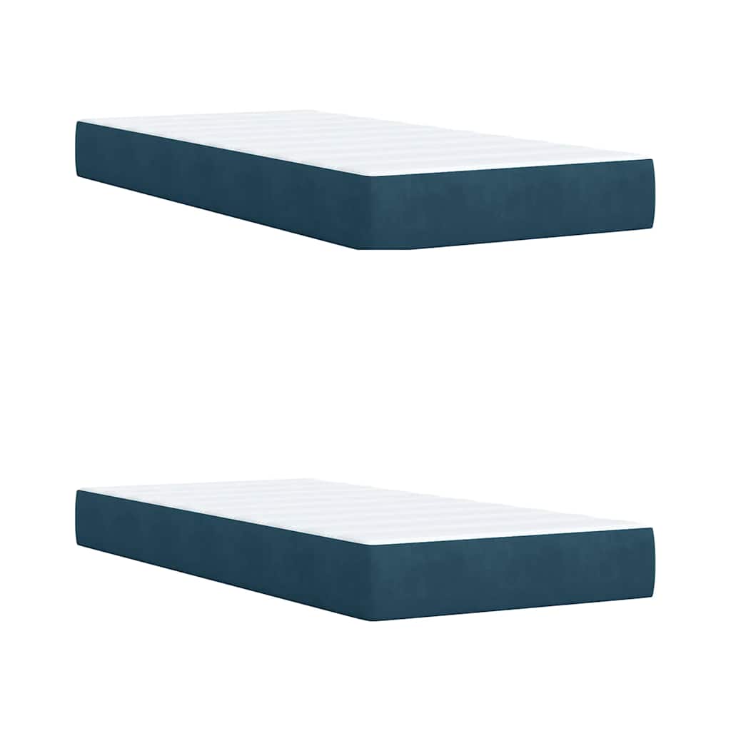 vidaXL Κρεβάτι Boxspring με Στρώμα Μπλε 200x200 εκ. Βελούδινο