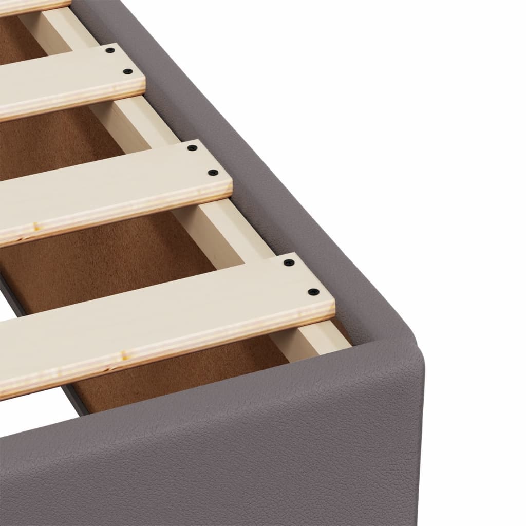 vidaXL Κρεβάτι Boxspring με Στρώμα Γκρι 140x200εκ. από Συνθετικό Δέρμα