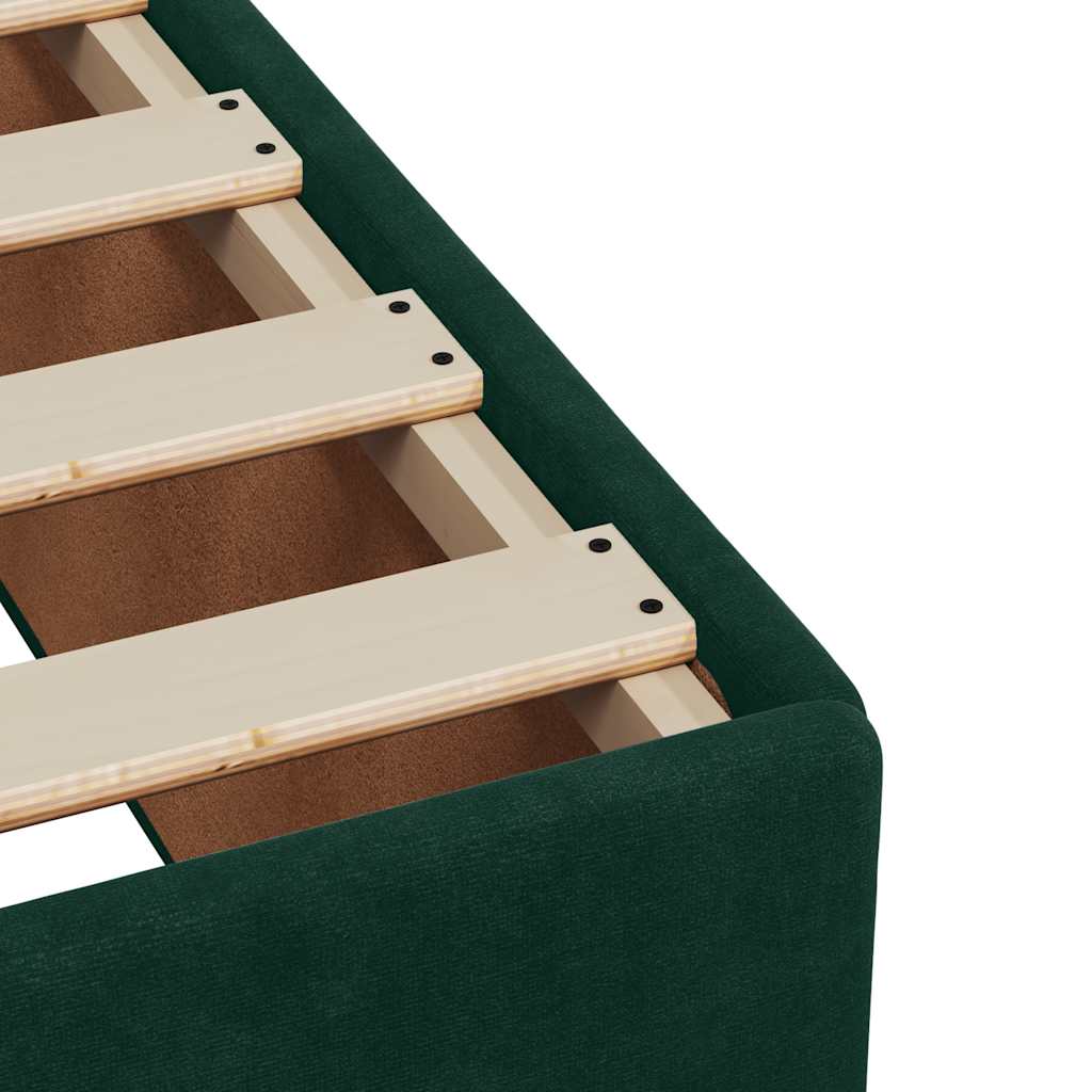 vidaXL Κρεβάτι Boxspring με Στρώμα Σκούρο Πράσινο 90x190 εκ. Βελούδινο
