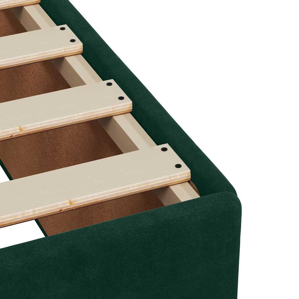 vidaXL Κρεβάτι Boxspring με Στρώμα Σκούρο Πράσινο 90x200 εκ. Βελούδινο