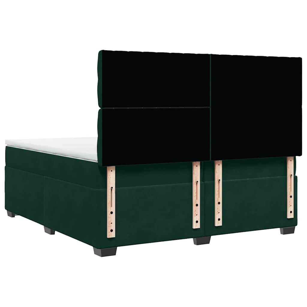vidaXL Κρεβάτι Boxspring με Στρώμα Σκούρο Πράσινο 200x200εκ. Βελούδινο