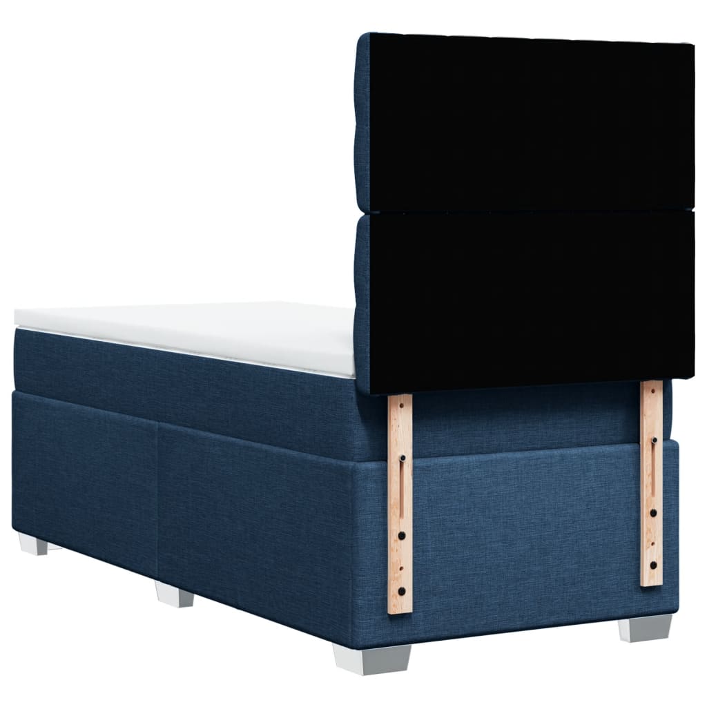 vidaXL Κρεβάτι Boxspring με Στρώμα Μπλε 90x190 εκ.Υφασμάτινο