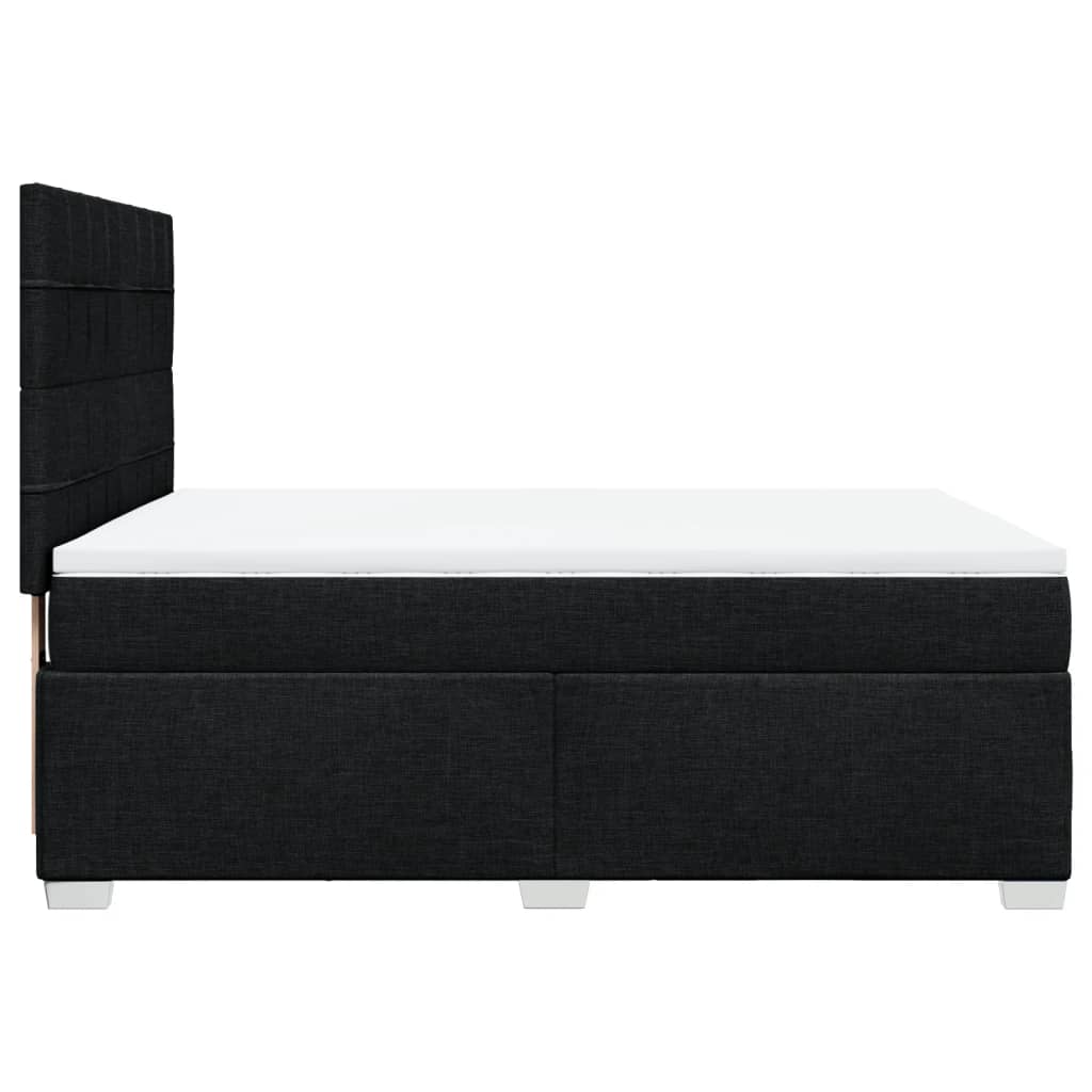 vidaXL Κρεβάτι Boxspring με Στρώμα Μαύρο 140x190 εκ. Υφασμάτινο