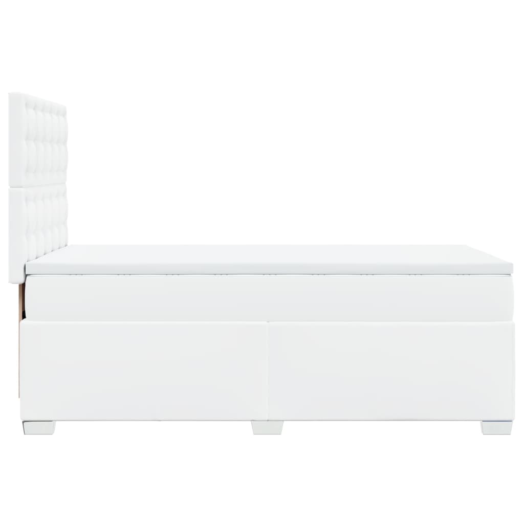 vidaXL Κρεβάτι Boxspring με Στρώμα Λευκό 90x190εκ. από Συνθετικό Δέρμα