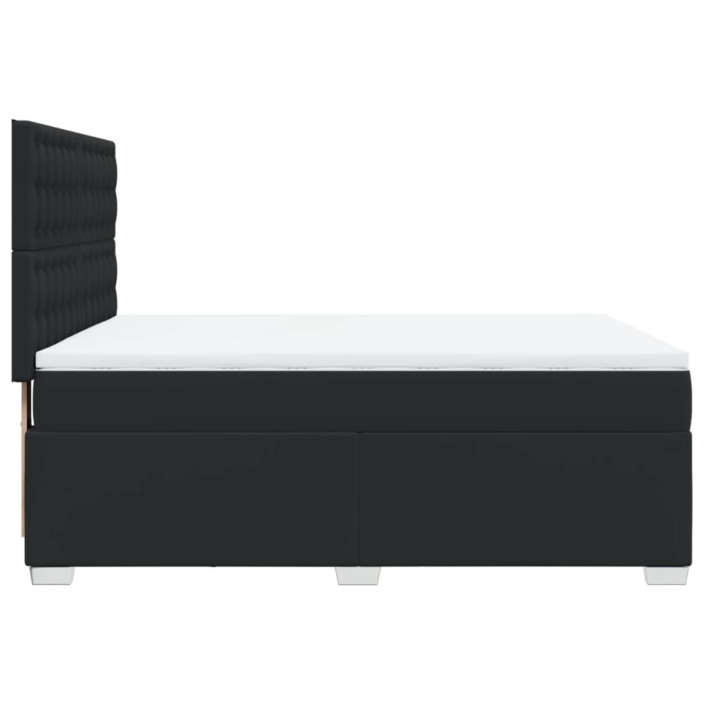 vidaXL Κρεβάτι Boxspring με Στρώμα Μαύρο 140x200εκ.από Συνθετικό Δέρμα