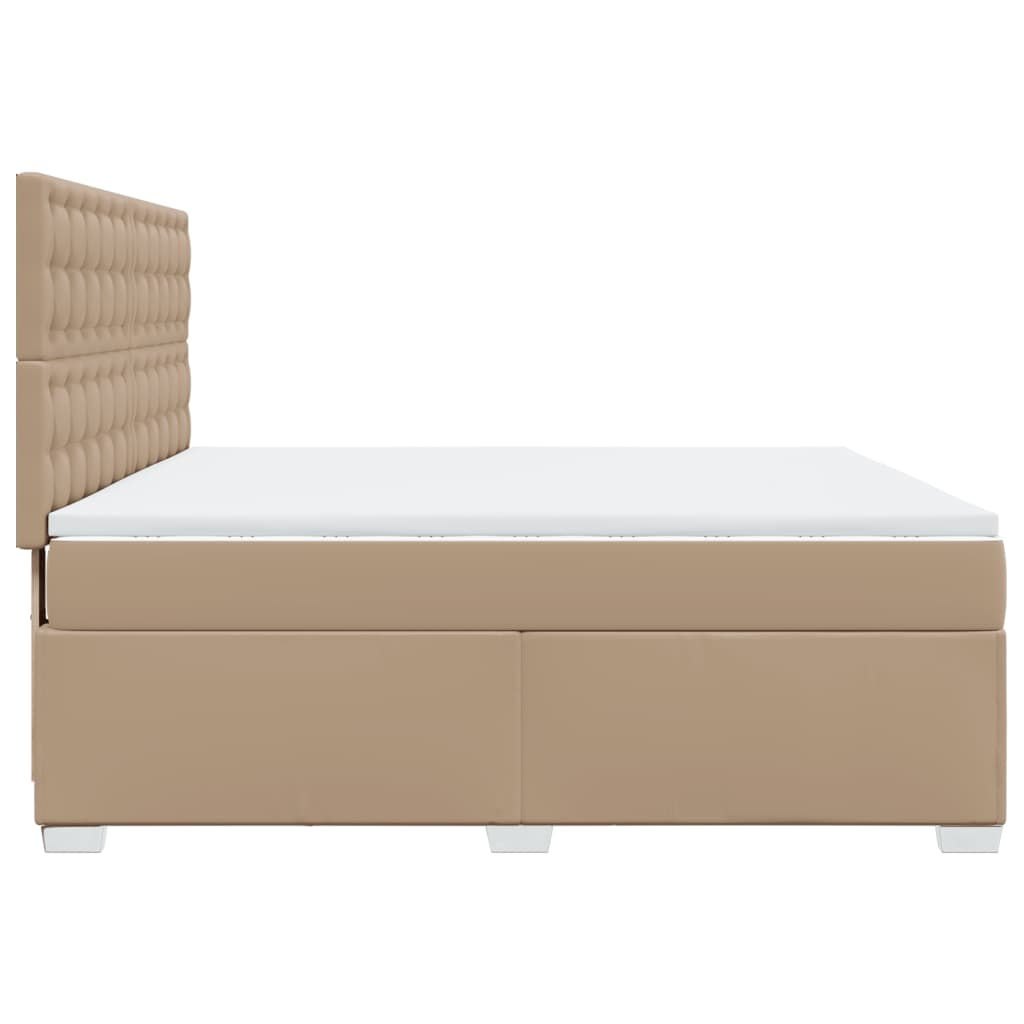 vidaXL Κρεβάτι Boxspring με Στρώμα Καπουτσίνο 180x200 εκ. Συνθ. Δέρμα