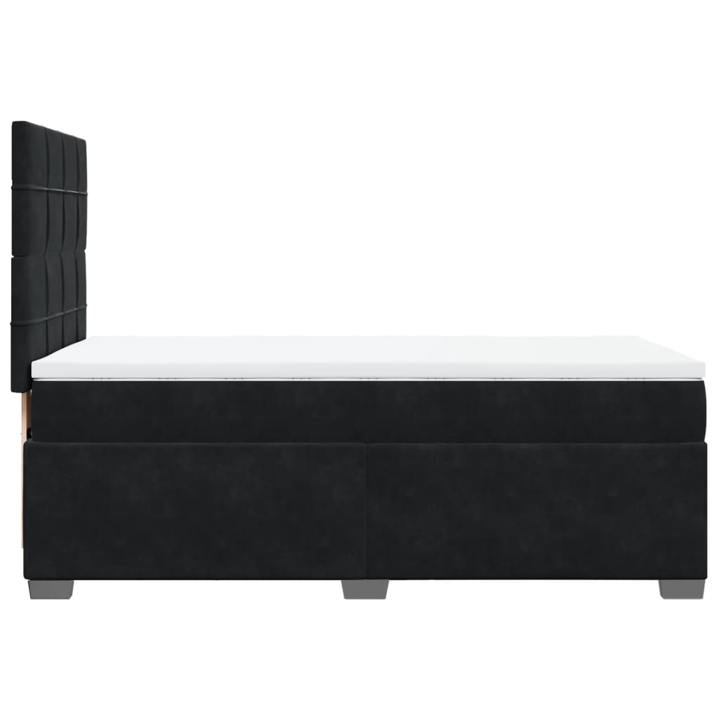 vidaXL Κρεβάτι Boxspring με Στρώμα Μαύρο 90x200 εκ. Βελούδινο