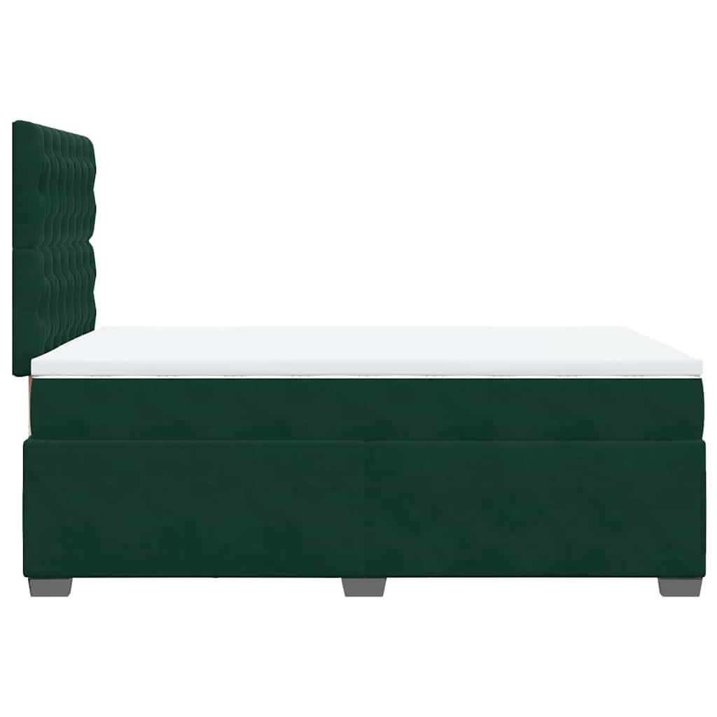 vidaXL Κρεβάτι Boxspring με Στρώμα Σκούρο Πράσινο 120x200εκ. Βελούδινο