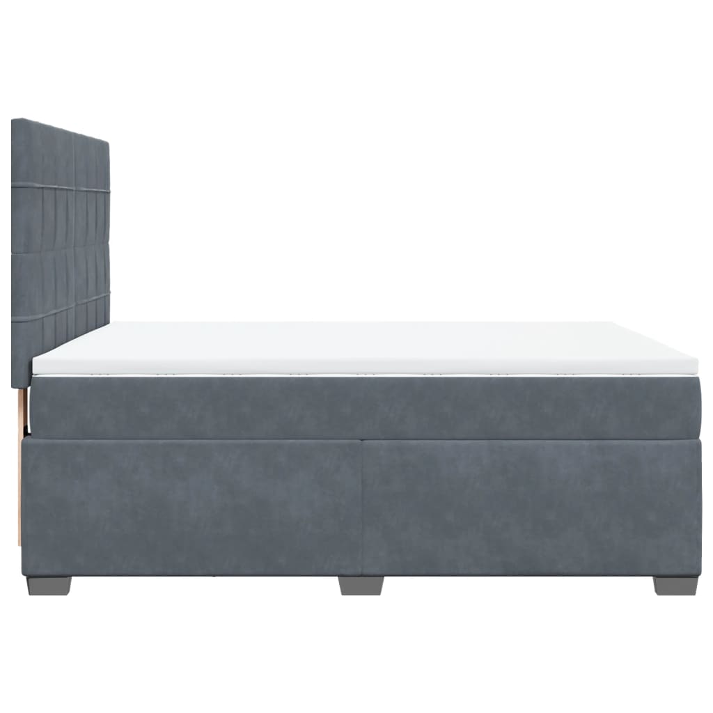 vidaXL Κρεβάτι Boxspring με Στρώμα Σκούρο Γκρι 140x190 εκ. Βελούδινο