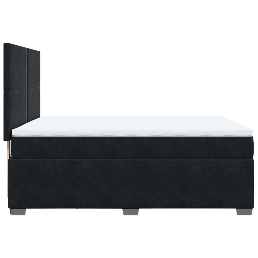 vidaXL Κρεβάτι Boxspring με Στρώμα Μαύρο 140x200 εκ. Βελούδινο