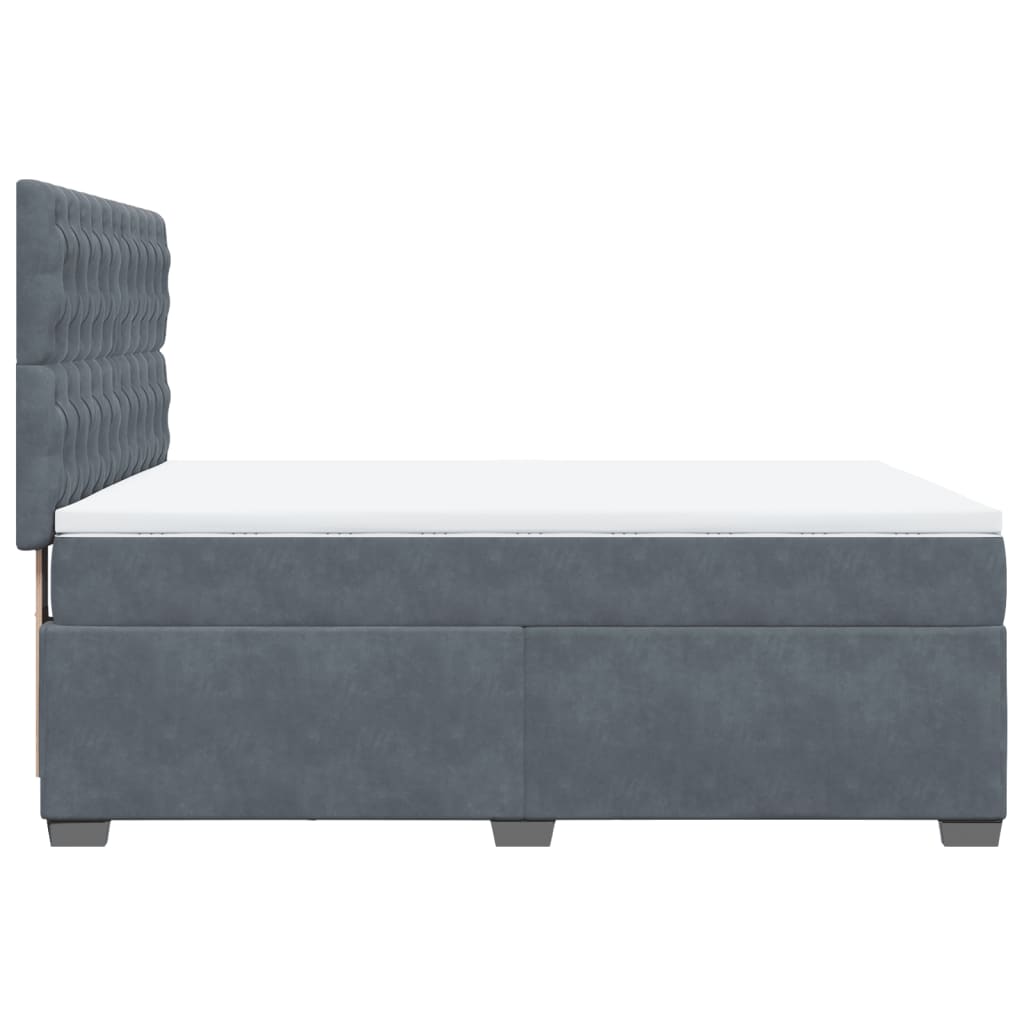 vidaXL Κρεβάτι Boxspring με Στρώμα Σκούρο Γκρι 140x200 εκ. Βελούδινο