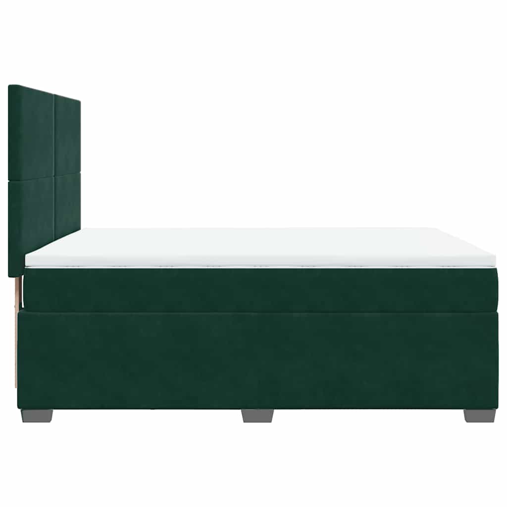vidaXL Κρεβάτι Boxspring με Στρώμα Σκούρο Πράσινο 160x200εκ. Βελούδινο