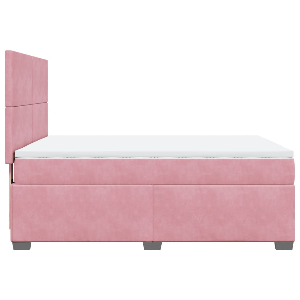 vidaXL Κρεβάτι Boxspring με Στρώμα Ροζ 160x200 εκ. Βελούδινο