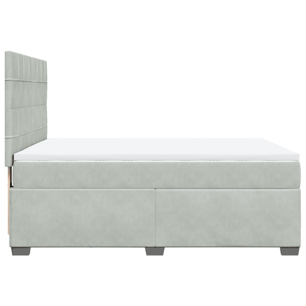 vidaXL Κρεβάτι Boxspring με Στρώμα Ανοιχτό Γκρι 160x200 εκ. Βελούδινο