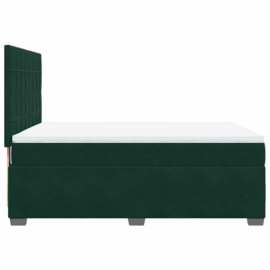 vidaXL Κρεβάτι Boxspring με Στρώμα Σκούρο Πράσινο 160x200εκ. Βελούδινο