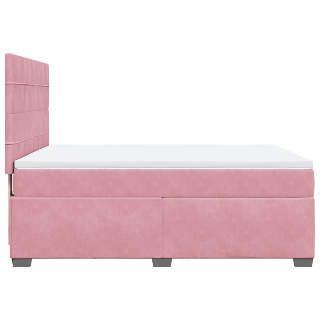 vidaXL Κρεβάτι Boxspring με Στρώμα Ροζ 160x200 εκ. Βελούδινο