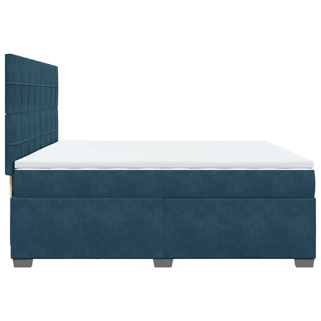 vidaXL Κρεβάτι Boxspring με Στρώμα Μπλε 200x200 εκ. Βελούδινο