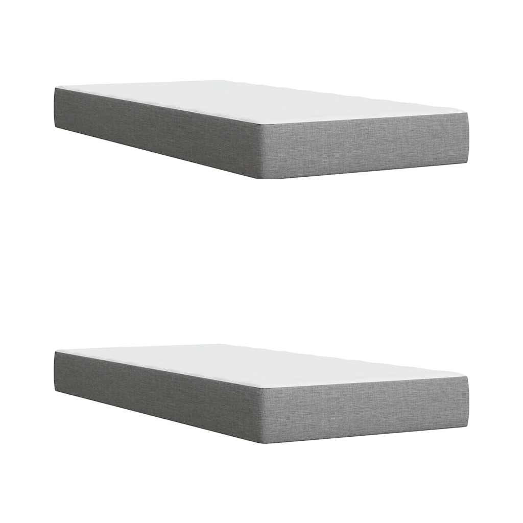 vidaXL Κρεβάτι Boxspring με Στρώμα Ανοιχτό Γκρι 200x200 εκ. Υφασμάτινο