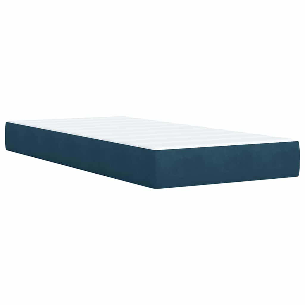 vidaXL Κρεβάτι Boxspring με Στρώμα Μπλε 80 x 200 εκ. Βελούδινο