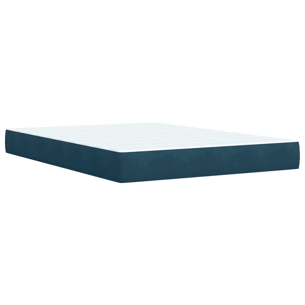 vidaXL Κρεβάτι Boxspring με Στρώμα Μπλε 140x190 εκ. Βελούδινο