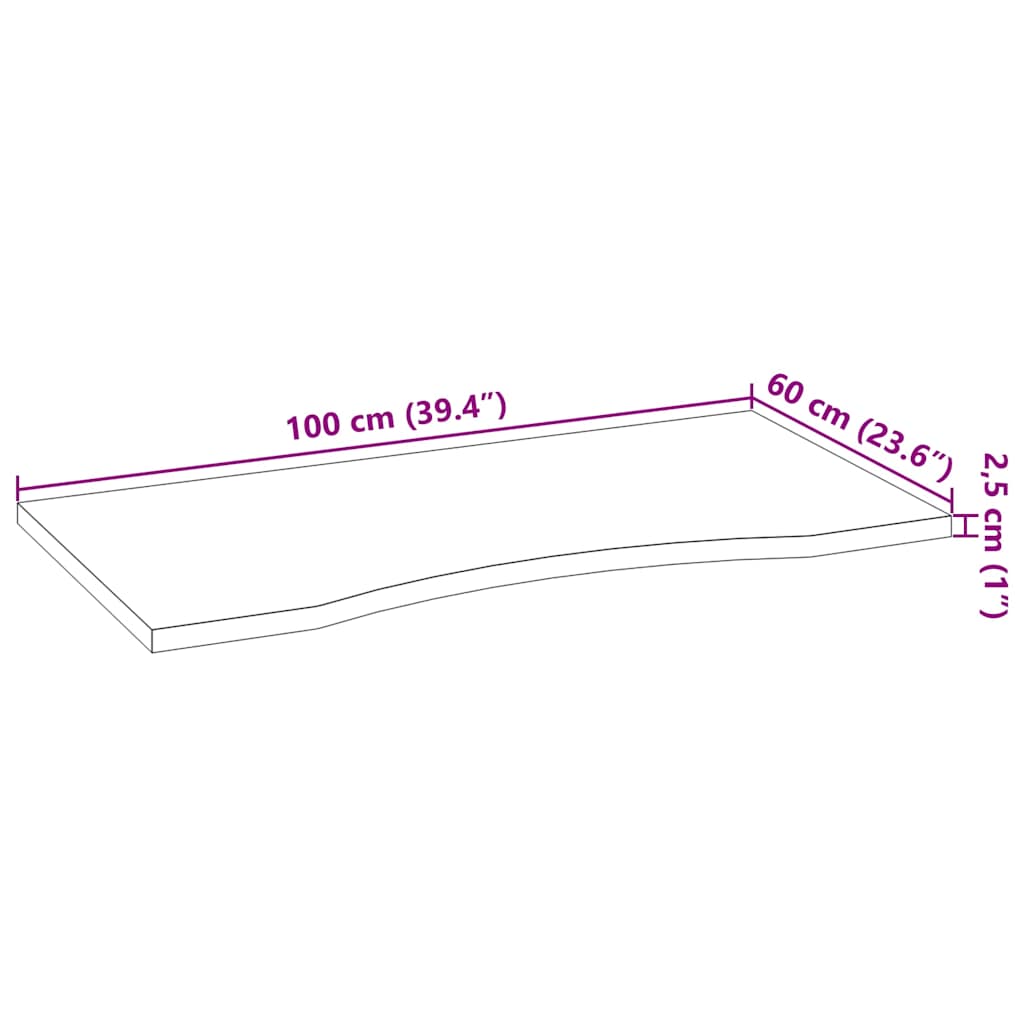 vidaXL Επιφάνεια Τραπεζιού Ορθογώνιος 100x60x2,5 εκ. Μασίφ Ξύλο Δρυός