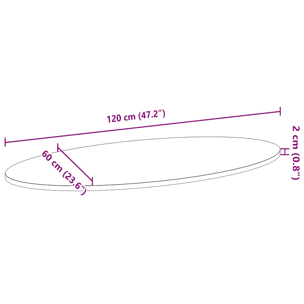 vidaXL Επιτραπέζια επιφάνεια Ανοιχτό Καφέ 120x60x2 εκ. Ξύλο Δρυός Οβάλ