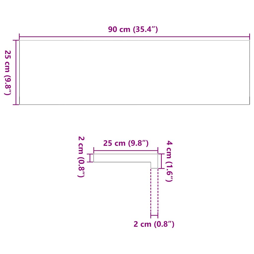 vidaXL Περβάζια παραθύρων 2 τεμ. Αν. Καφέ 90x25x2 εκ. Μασίφ Ξύλο Δρυός