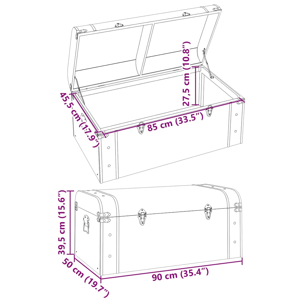 vidaXL Σεντούκι με Μάνταλα Σκούρο Καφέ 90x50x39,5 εκ. Κόντρα Πλακέ