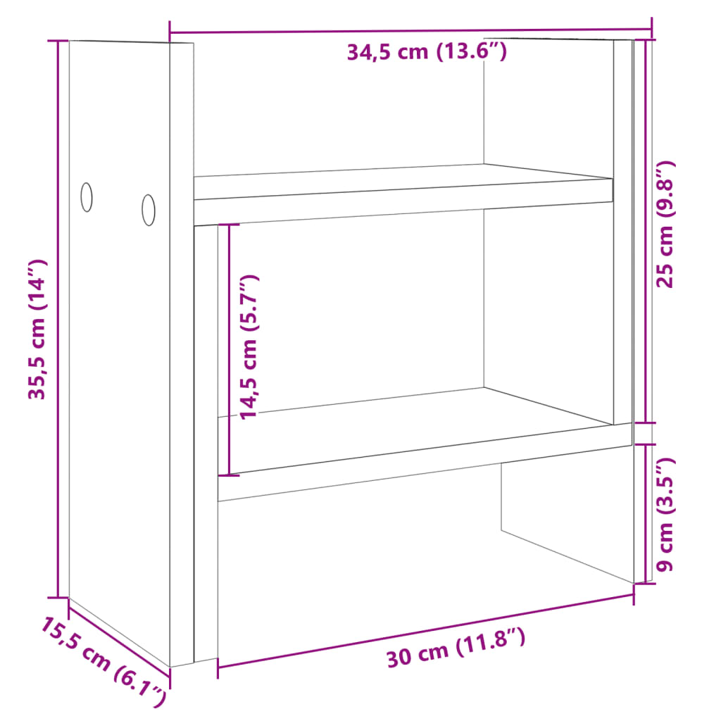 vidaXL Έπιπλο Οργάνωσης Γραφείου Λευκό 34,5x15,5x35,5 εκ. Επεξ. Ξύλο