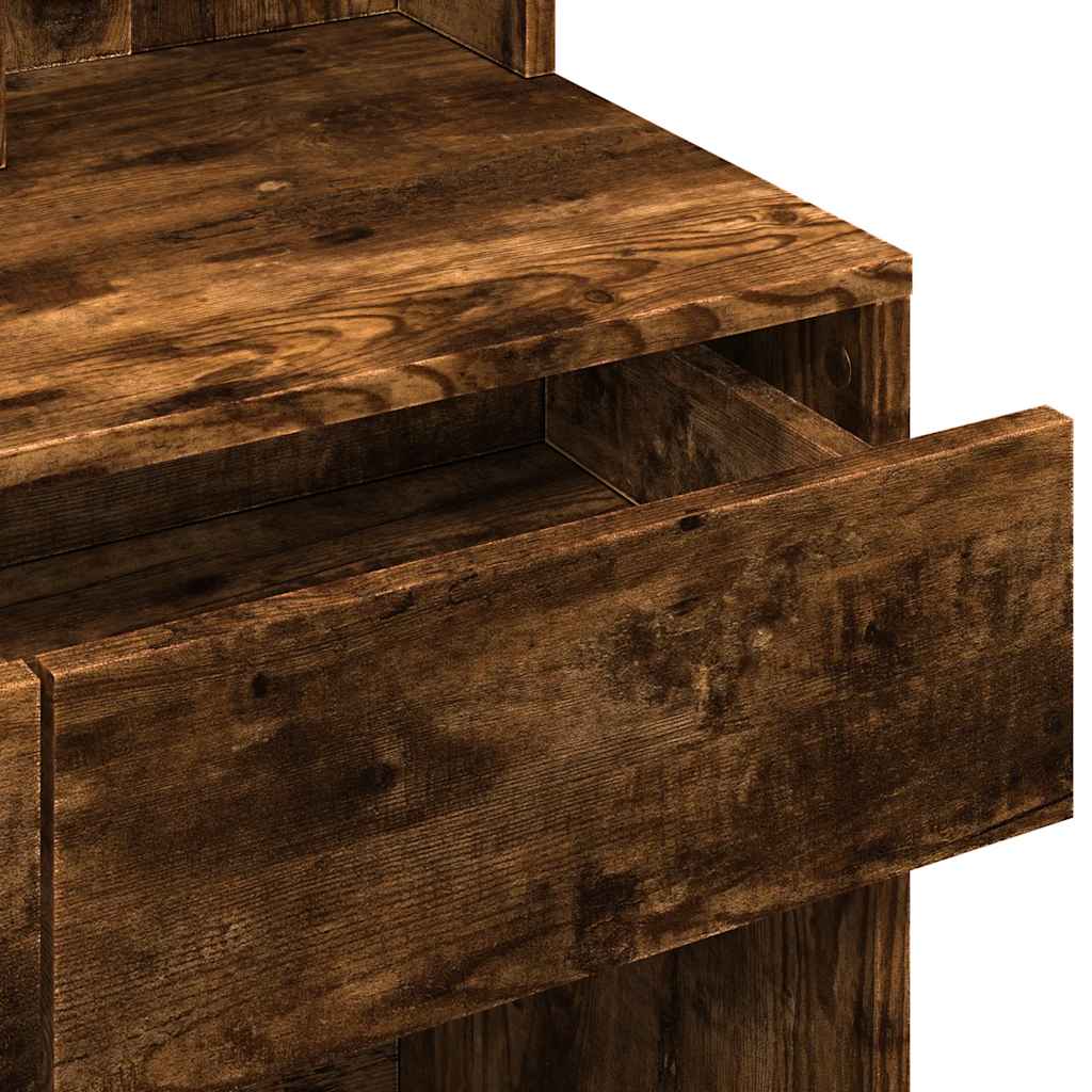 vidaXL Μπουντουάρ με LED Καπνιστή Δρυς 80x41x144,5 εκ.