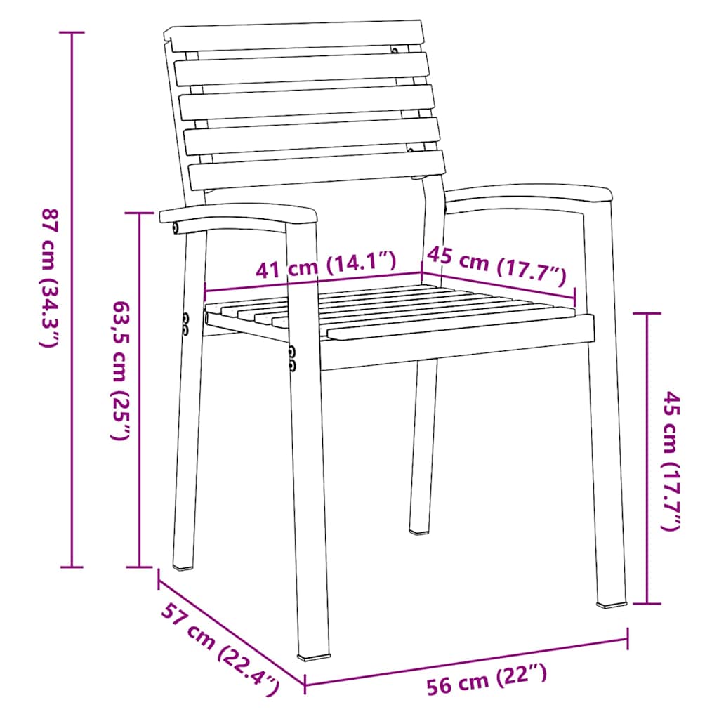 vidaXL Καρέκλα Κήπου 8 pcs Καφέ 56 x 57 x 87εκ. Μασίφ ξύλο ακακίας