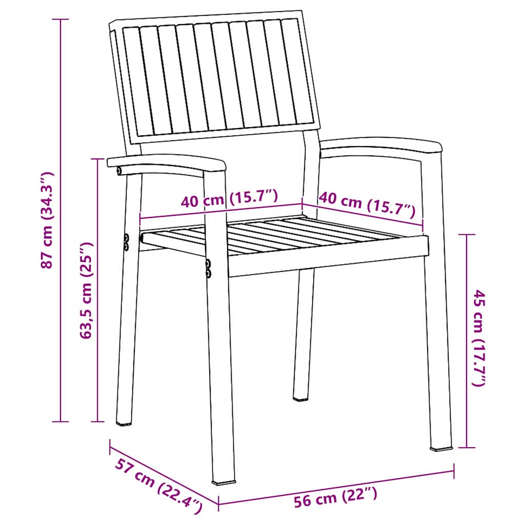 vidaXL Καρέκλα Κήπου 8 pcs Καφέ 56 x 57 x 87εκ. Μασίφ ξύλο ακακίας