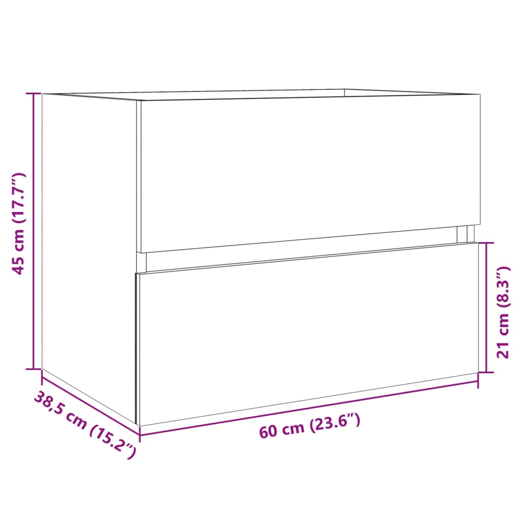 vidaXL Ντουλάπι Νιπτήρα Sonoma Δρυς 60x38,5x45 εκ. Επεξεργασμένο Ξύλο